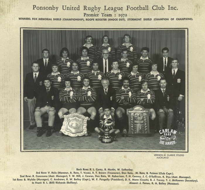 Ponsonby Untied Rugby League Premier Team 1972